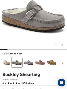 Buckle Buckley Shearling Mule in Stone Coin Gray